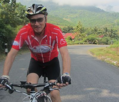 Kevin Thomasson Cycling on the  tour with redspokes